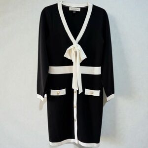 NWT Taylor Black &White Cardigan Dress Size Large